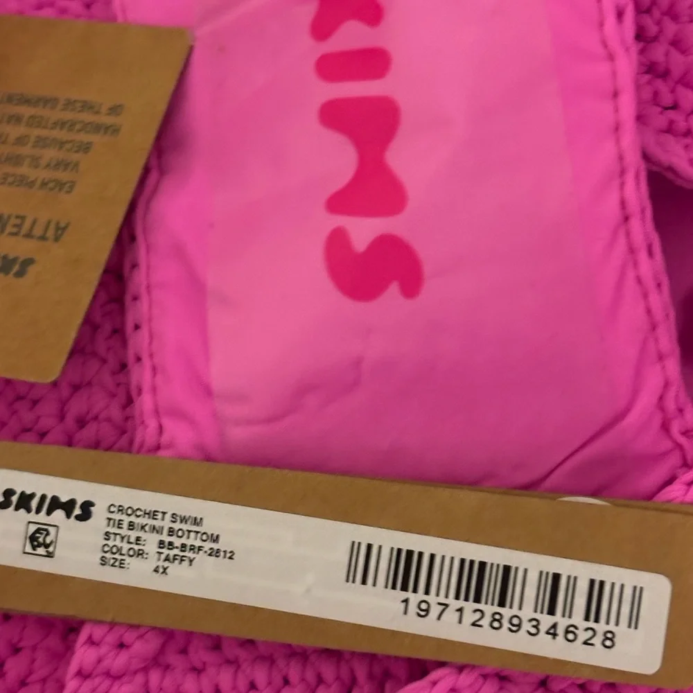 SKIMS PINK CROCHET SWIM TIE BOTTOMS / NWT